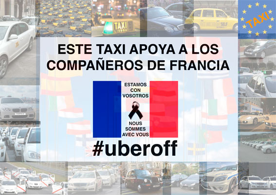 Taxis españoles viajan a Francia para apoyar al sector galo contra Uber