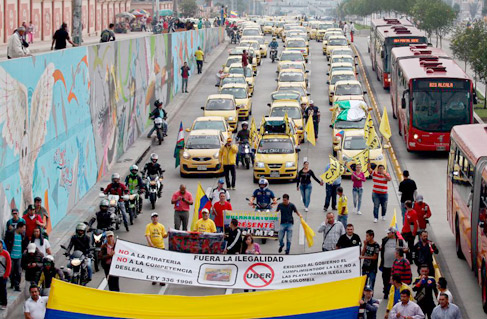 Fuertes protestas en Colombia contra Uber
