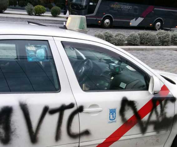 Actos vandálicos contra taxis madrileños