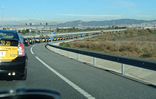 Huelga y gran manifestación del taxi barcelonés el 2 de febrero