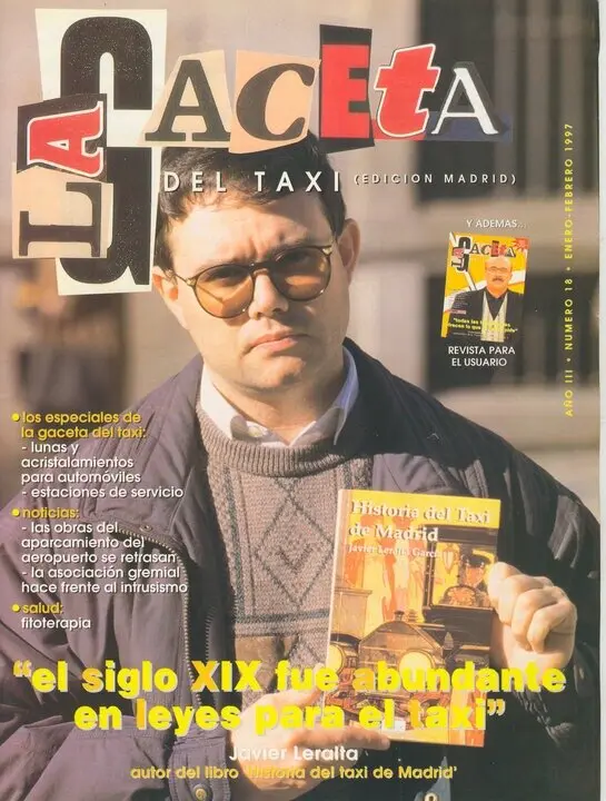 Javier Leralta en una de las primeras portadas de La Gaceta del Taxi