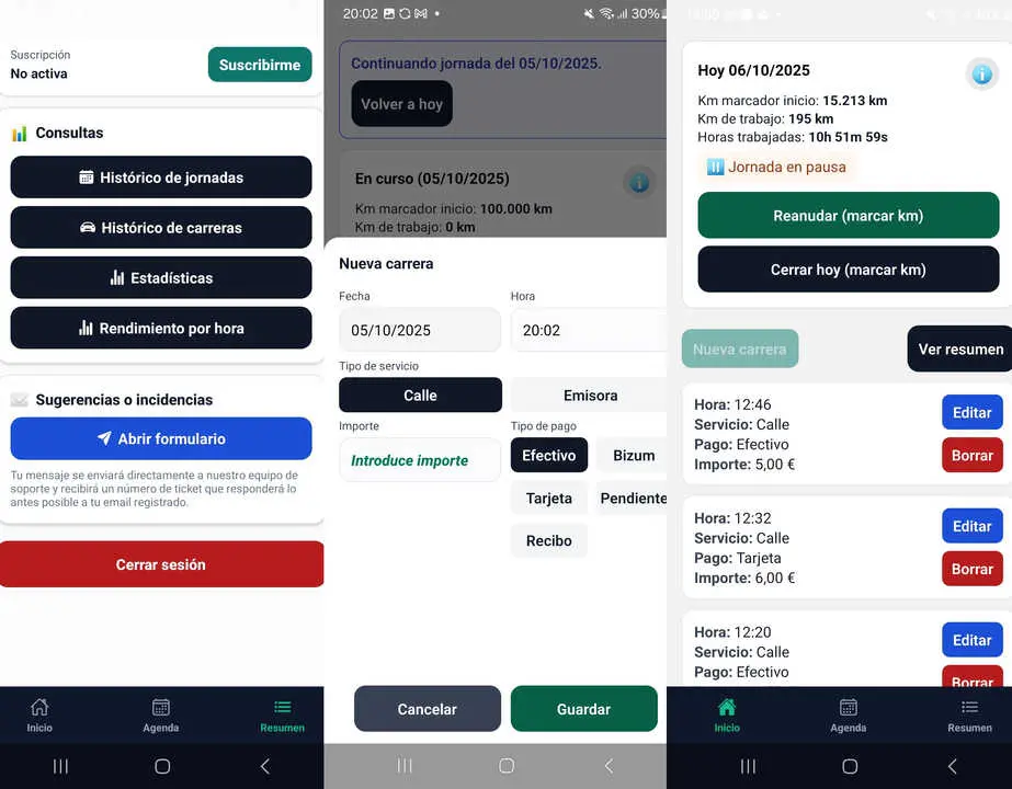 Herramienta para el control financiero del taxi: Taxi caja