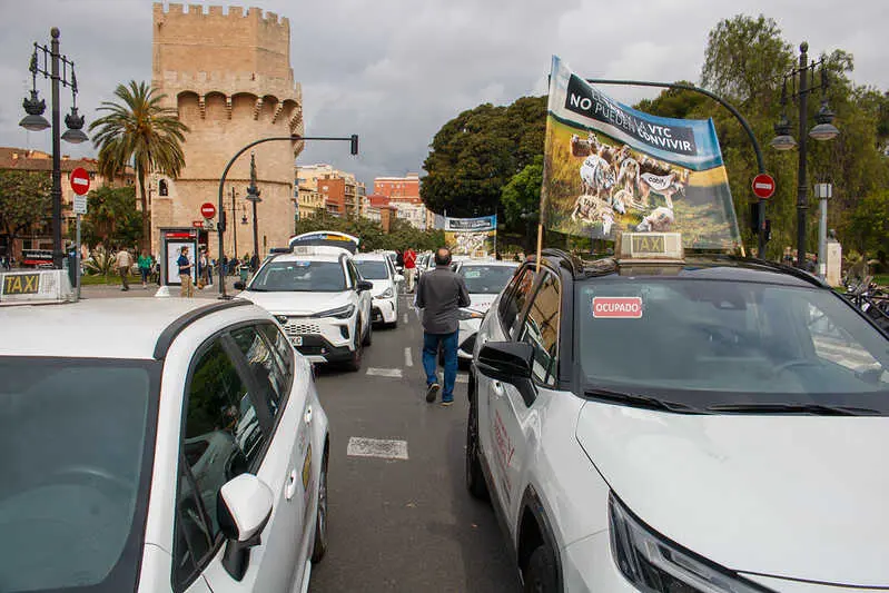 Manifestaci&oacute;n del taxi en Valencia. Imagen: Fernando Mac&iacute;as