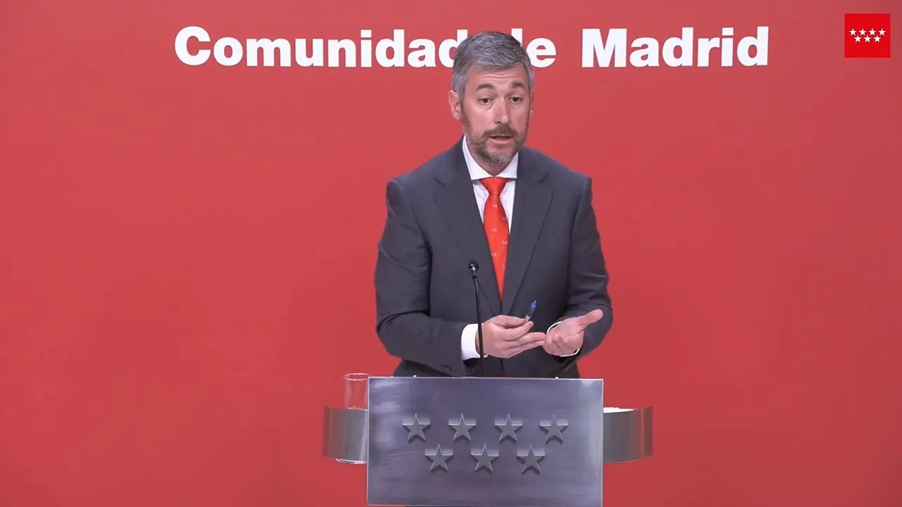 El portavoz del Gobierno de la Comunidad de Madrid y consejero de Presidencia, Justicia y Administraci&oacute;n Local, Miguel &Aacute;ngel Garc&iacute;a Mart&iacute;n, comparece en rueda de prensa tras la reuni&oacute;n del Consejo de Gobierno.