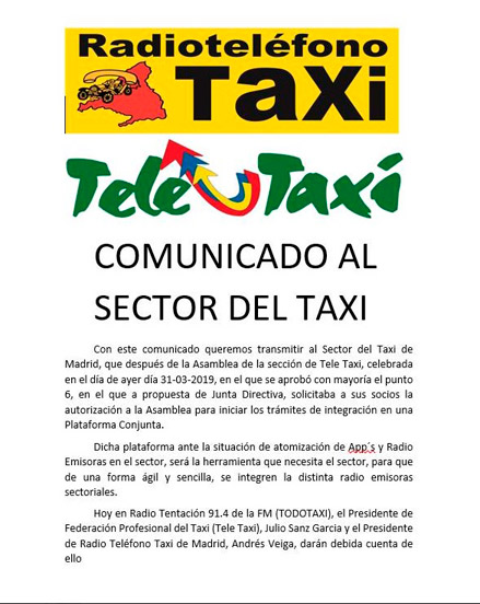 RTT y Teletaxi se integran en una app conjunta