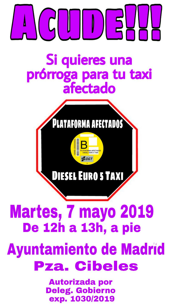 Concentración en Madrid de taxistas afectados por el Diésel Euro 5