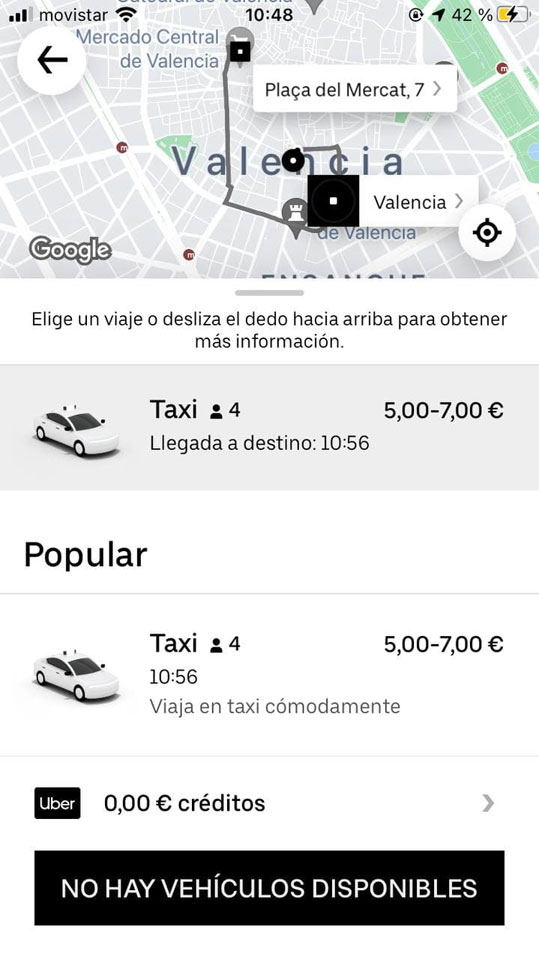 Uber vuelve a Valencia con servicio exclusivo de taxis