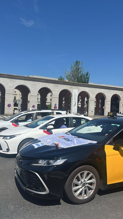 Taxis de distintos puntos de España en la manifestación del 28M